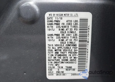 2019 Nissan Rogue Sv from USA, damaged, VIN JN8AT2MV1KW388812